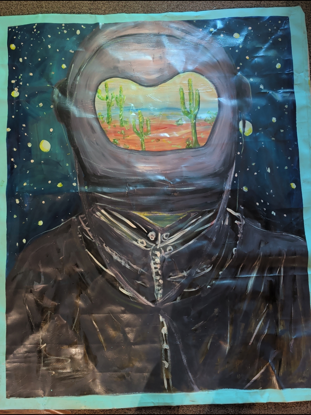 5' X 4' "Cactonaut" Hand-painted Art